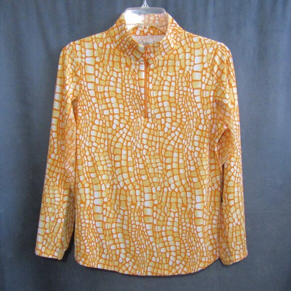 Ibkul 1/4 Zip Pullover Top Womens Size M Orange Alligator Golf Tennis Pickleball - Picture 9 of 9